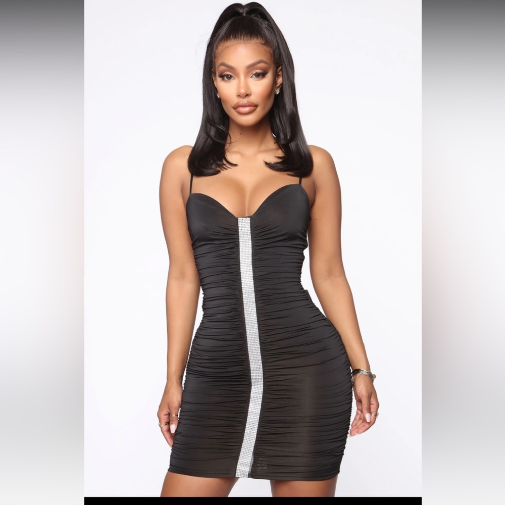 *Never Worn* • Fashion Nova • Black • Rhine or Die Ruched Mini Dress • Size XL